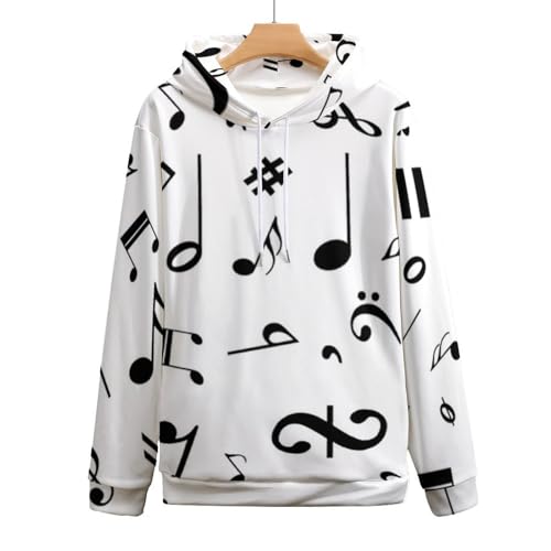 Black And White Music NotesMen's Loose Sweatshirt for Daily Wear at Home And Out4