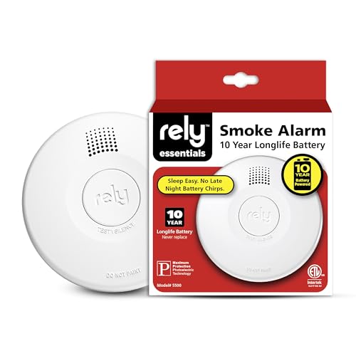 Rely Essentials 5500 Smoke Detector - 10 Year Sealed Battery - Photoelectric Sensor Smoke Detector - Compact 4-Inch Design- Home Fire Protection - Easy Installation - 1 Pack