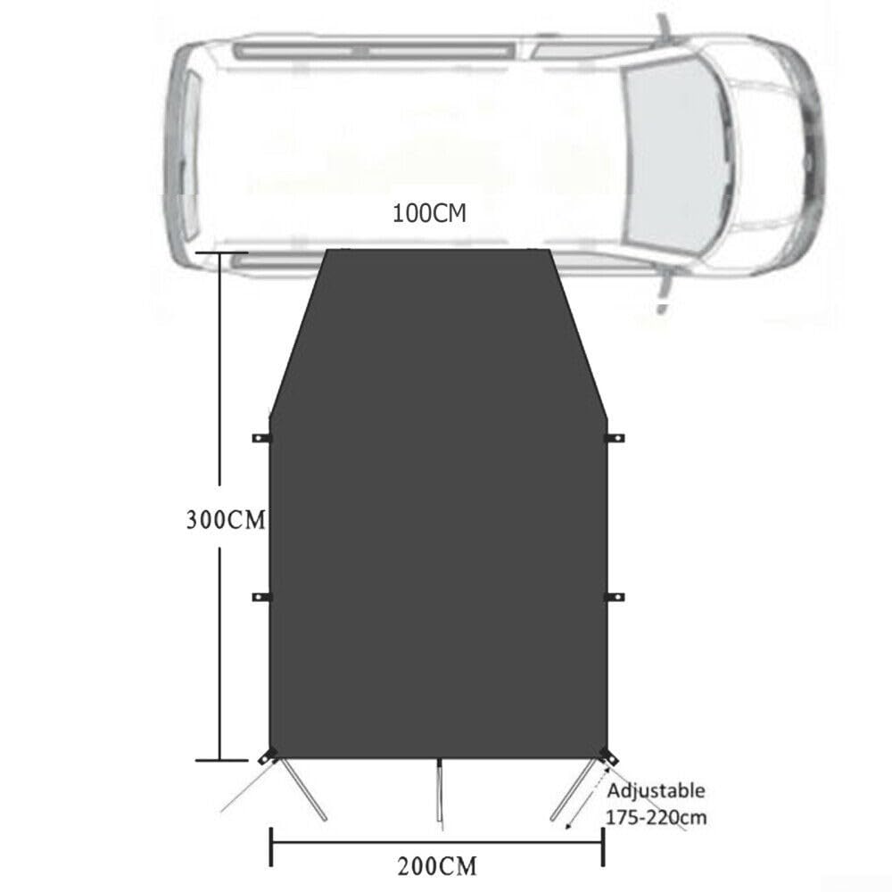 Tenda da campeggio per auto, SUV, tenda laterale portatile, antivento, impermeabile e resistente ai raggi UV, per auto, campeggio, picnic all'aperto