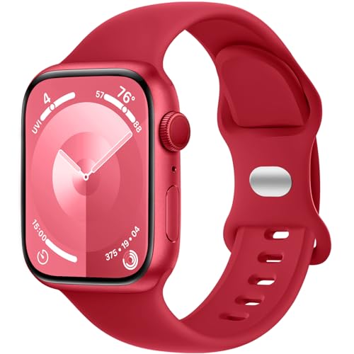 Charlam Compatible with Apple Watch Strap 38mm 40mm 41mm for Women Men, Sport Band Soft Silicone Replacement Straps Compatible with iWatch SE Series 9 8 7 6 5 4 3 2 1, 38mm/40mm/41mm, Red