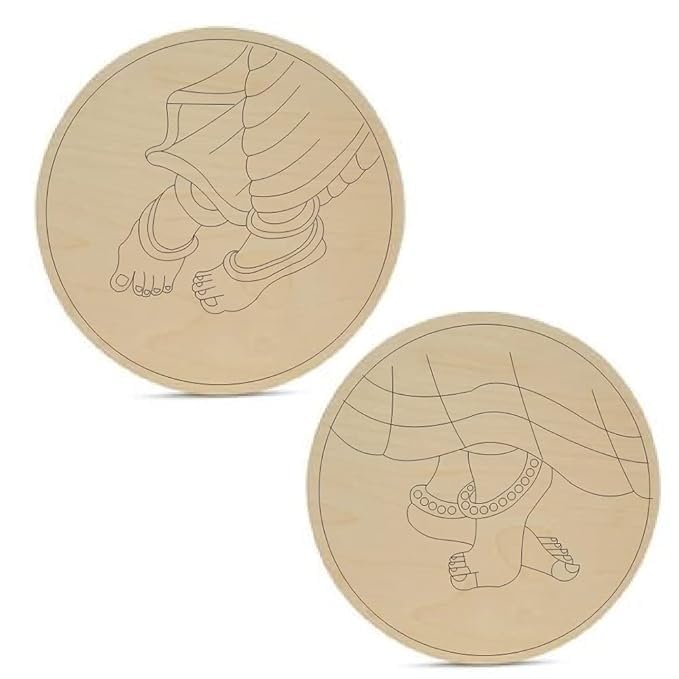 Pre Marked Radha Krishan Dancing Feet Design Wooden MDF Boards Laser Cutout for Art & Craft, Resin Art, Mandala Art, Madhubani Art, Painting Work Home Decor & Festival Decoration Pack of 2 (12 inch)-image-41