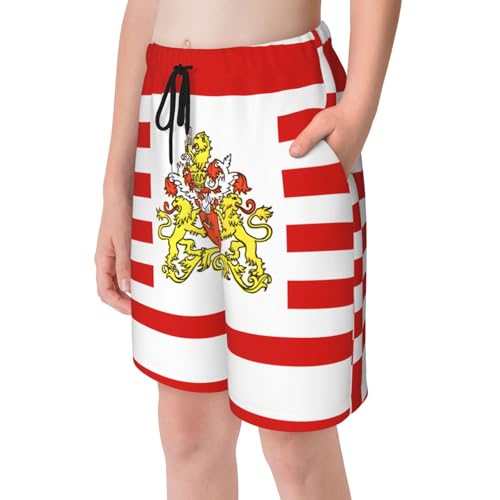 Flag of The Senate of Bremen X-Large Youth Beach Pants, Soft and Breathable, with Drawstring Waist, Suitable for Sports and Leisure. Black4