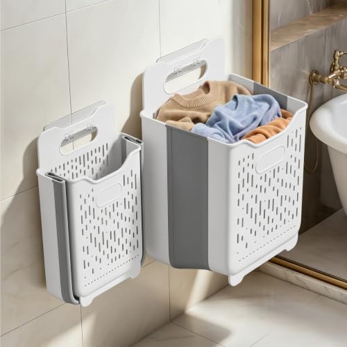 Spreezy 2 Pack Collapsible Laundry Basket with Handle, 18+45L (4.5+11Gal)