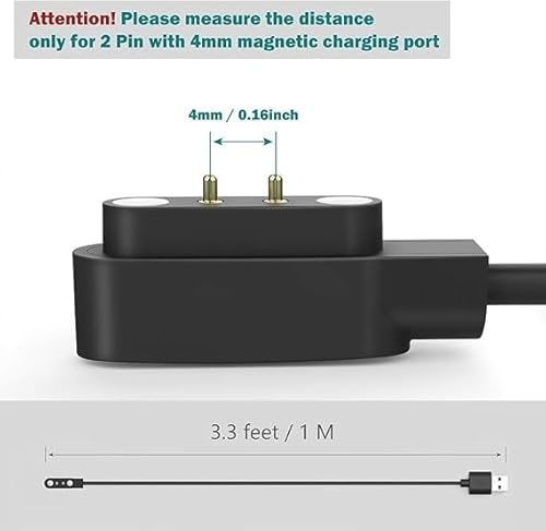 Magnetic Charging Cable for Smartwatches (Model OSW-16, OSW-16P, OSW-22N) – USB Fast Charger, Black