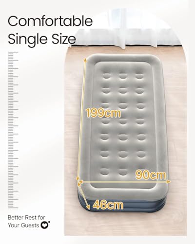Image of Inflatable Air Mattress with - Waterproof Single & Portable Blow Up Bed Built-in Pump - Quick Inflation PVC Airbed