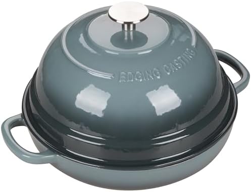 Enameled Cast Iron Dutch Oven Pot with Lid, Round Bread Oven for Homemade Sourdough Bread Baking, 6 Quart, Slateblue - Thumbnail 4
