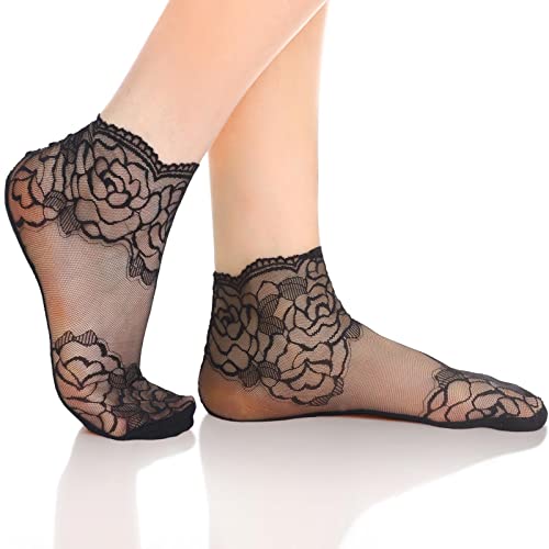 Geyoga 12 Pairs Women's Lace Ankle Socks Mesh Lace Fishnet Ankle Socks for Accessories Dress2