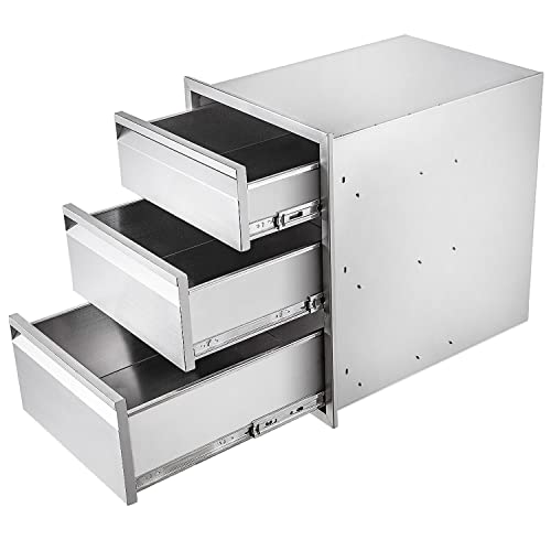 Atatod 18" W Outdoor Kitchen Drawer Stainless Steel Bbq Triple Drawer Flush Mount For Outdoor Kitchen Island(Overall Size:18" W X 24" H X 23" D Inch) #TOP4