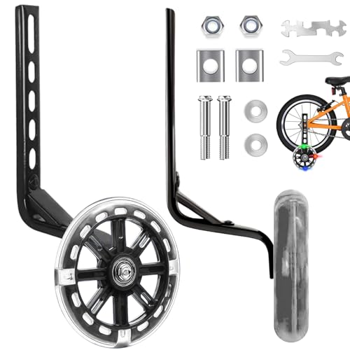 Idota 1 para kółek podporowych, uniwersalne, regulowane kółka podporowe, rower dla dzieci i dorosłych, koło pomocnicze do 12, 14, 16, 18, 20 cali, rower Singlespeed (czarny)