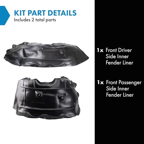 Image of TRQ Front Driver & Passenger Side Inner Fender Liner Set Compatible with 2017-2022 Chevrolet Colorado WT LT Z71 2015-2022 GMC Canyon 2017-2020 Colorado Base Model