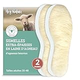 Hey Nature 2 paires semelles chaussures en laine d'agneau/semelle chauffante épaisse & na...