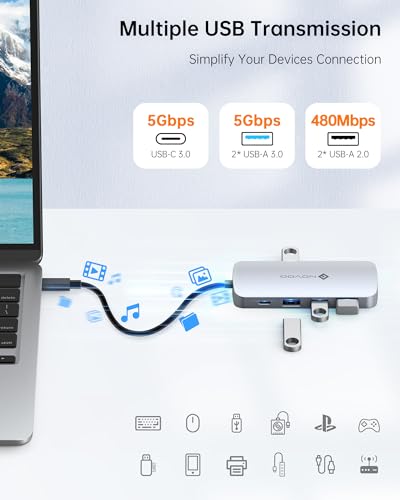 Image of USB C Hub, 9 in 1 USB C Multiport Adapter with 4K@60Hz HDMI, 5 USB Ports, 100W PD, SD /TF USB C Adapter, USB C to HDMI Adapter, USB C Dock for MacBook Pro /Air, HP, DELL, Lenovo, ASUS Laptops NOVOO