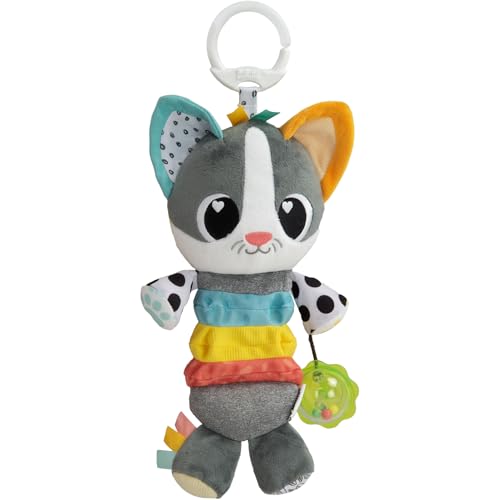 Image of Lamaze Millie Le Chat | Clip On Pram Toy with Multiple Textures, Rattle, Rustling Ears, Satin Ribbons | Sensory Toy for Babies from 0 Months