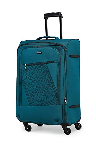 Image of Verage Oslo 69 Cms Teal Medium Check-in Trolley 4 Wheels Soft Suitcase Spinner Luggage