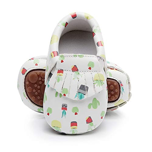 Image of Bebila Cute Cartoon Baby Moccasins - Vegan Baby Girls Boys Shoes with Non-Skid Rubber Sole for First Walker Toddler Mermaid Printing (US 3.5M/4.33”/11cm 0-6Months, Model-1)