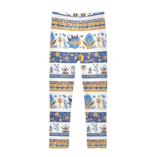 Vector Illustration Ukrainian Folk Pattern Kids Baby Girls Active Leggings Stretch Full Length Yoga Pants Sports