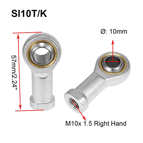 Rodamiento de extremo de varilla SI10T/K HiPicco de 10 mm con rosca M10 hembra y tuercas 2