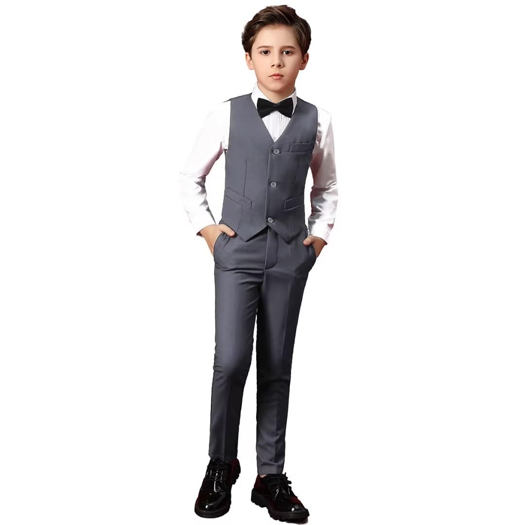 BoihedyBoys Suit Kids Formal Wedding Tuxedo Dress Suits for Teen Boys Vest and Pants Set