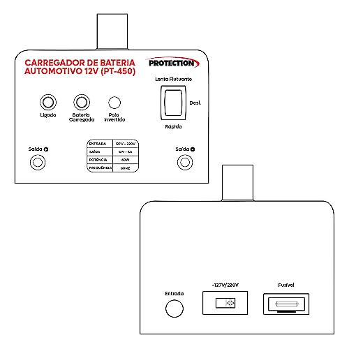 Carregador De Bateria Automotivo Até 300a 12v Bivolt Protection Pt-450