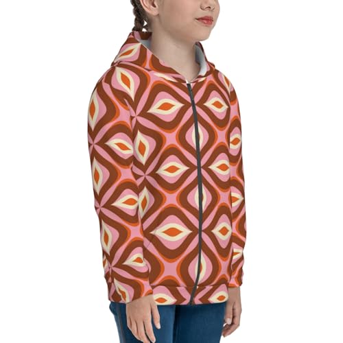 70s Retro Style Kid Hoodies Boys Zip Up Sweatshirts Girls Pullover with Pocket4