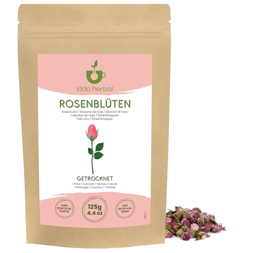 IDDA Herbal Té de Rosas 125g, Capullos de Rosa Enteros y Secos para Té de Flores e Infusiónes