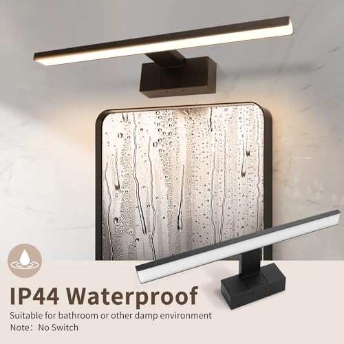 Aigostar LED Spiegelbeleuchtung 40cm – 8W 560LM Warmweiß 4000K, IP44 Badezimmer-Wandleuchte Schwarz, 230V (Licht für Spiegel/Make-up-Bereich) – Bild 3