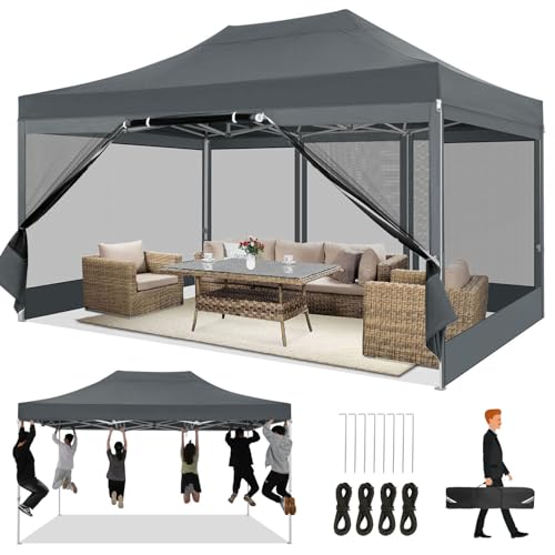 COBIZI 10x15 Heavy Duty Pop Up Canopy with 4 Sidewalls...