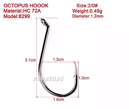 Kit Anzol Octopus Aço Carbono 1/0 2/0 3/0 4/0 com 40 Unidades