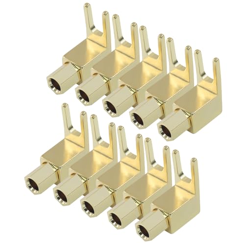 Zorveiio 10 Pack Hi-Fi Banana Plug to Spade Adapter Plated Brass Connector with Dual-Angle Screw for Vintage Speaker/Audio Cables (Wy-yp01)