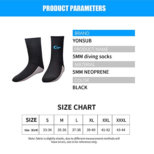 Yonsub 3Mm/5Mm Diving Socks Neoprene Beach Water Socks Flexible Anti Slip Wetsuit Boots For Men Women (Black-5Mm, Xxl) #TOP1