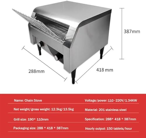 Commercial Electric Conveyor Bread Toaster - Automatic Toaster Oven with Adjustable Temperature Control - High Capacity 150/300/450 Slices/H - Ideal for Bakery and Restaurant Use