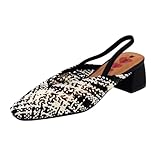 PASARELA - Zapatos PASARELAde tacón bajo y talón Abierto para Mujer, Color Negro y Blanco Sintético Mujer Color: Negro-Blanco Talla: 40