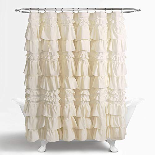 Lush Decor Kemmy Ruffled Shower Curtain, Single, 72" W x 72" L, Ivory - Bathroom Curtain - Fabric Shower Curtains for Bathroom - Coquette Decor by Lush Decor - Image 5