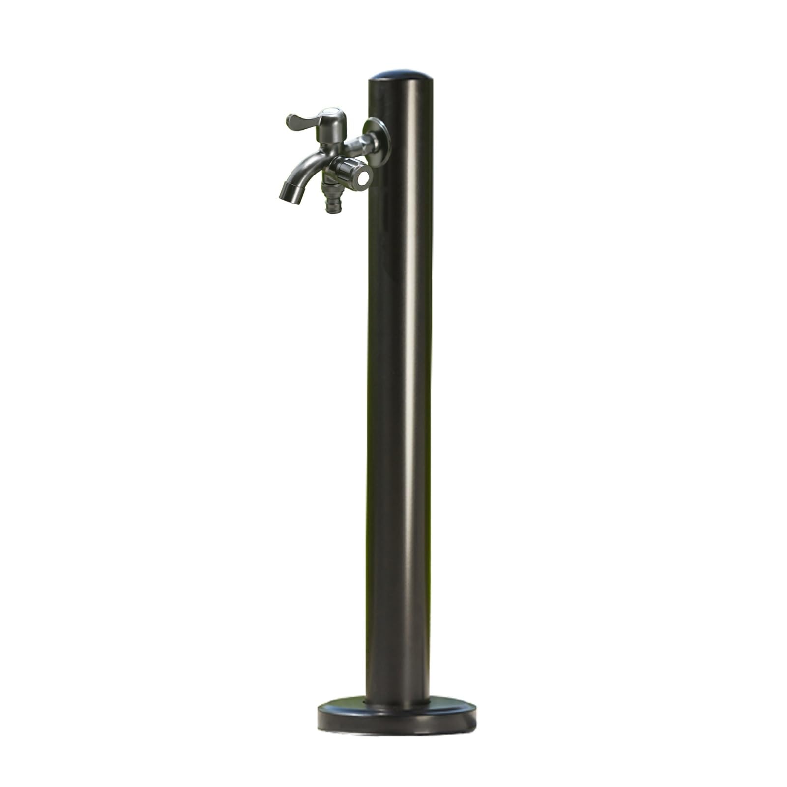 ZYCHSJXA Modern Outdoor Garden Fountain - Stainless Steel Round Column with Dual Faucet 60cm Elegant Water Feature for Patio Yard and Landscape Decor.