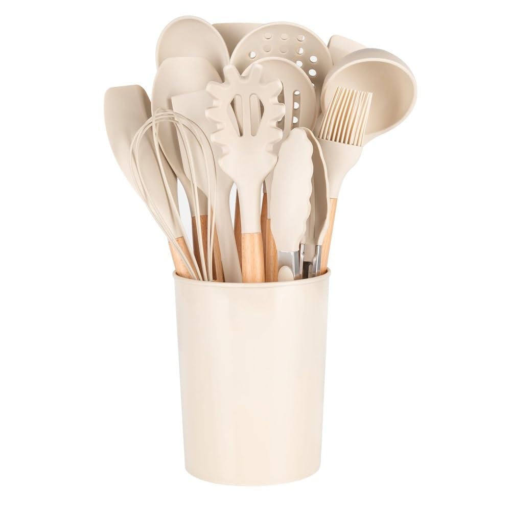 Lot de 14 ustensiles de cuisine avec plateau anti-adhésif résistant à la chaleur Spatules tournantes pour la cuisine, la pâtisserie, le mélange, les outils de cuisson