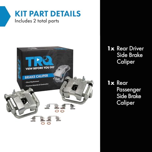 Image of TRQ Rear Brake Caliper Set Zinc Coated Brackets Hardware Compatible with 2008-2013 Nissan Rogue 2014-2015 Rogue Select