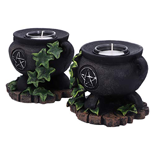 Nemesis-Now-Set-of-Two-Ivy-Cauldron-Witches-Candle-Holders-11cm-Black
