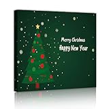 ダークグリーンクリスマスツリーキャンバスウォールアートメリークリスマスお祝いの休日の装飾リビングルームモダンミニマリストフレームクリスマス壁画50x50cmインナーフレーム