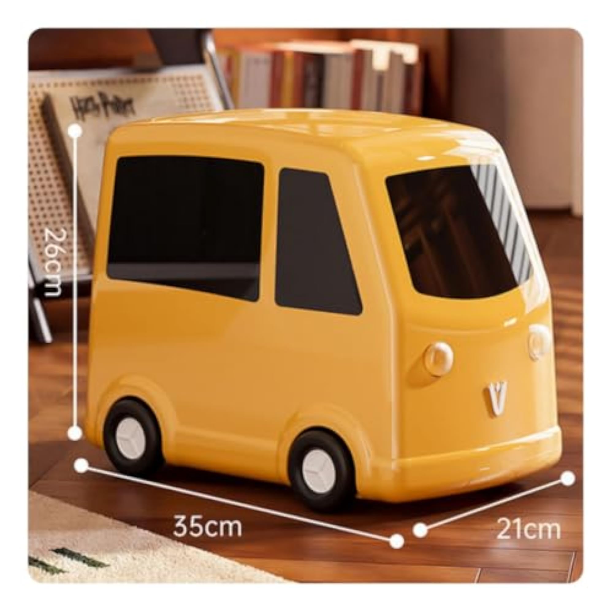 Playful Bus Trash Bin Compact Trash Bin with Wheels