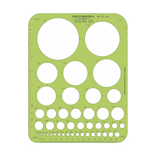 Image of Pacific Arc - Circle Master II, 44 Shapes from 1 /16 to 3 inch - Stencils for Drafting and Circle Drawing - Professional or School Work. - Size 7 x 9.25 inch