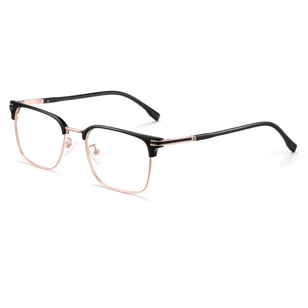 RICCIE Lente de Hombre de Titanio Puro Smart Zoom Anti-Luz Azul, Lente de Resina asférica HD Gafas/Protección contra la radiación,Oro,+2.5