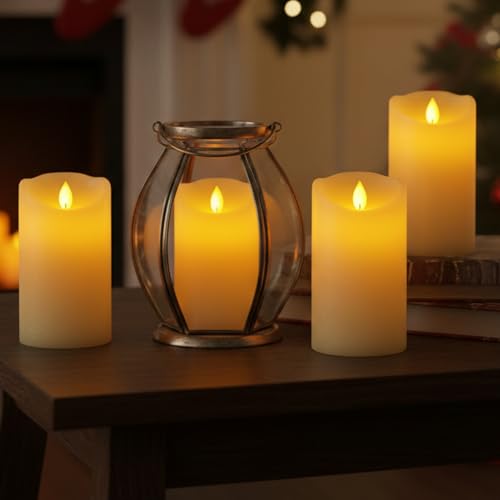 Image of LTETTES Flameless LED Pillar Candle | Real Wax | Flickering Flame | Rechargeable | Type-C USB Charging | Remote Control | 24H Timer | Home Decor | Festive Lighting | 7.5x15.5 cm | Pack of 1 (Ivory)