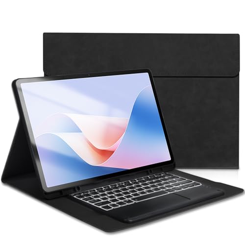 Keyboard Case for Samsung Galaxy Tab S11 Ultra 14.6inch - 7 Colors Backlit Magnetic Trackpad Keyboard, S Pen Holder, Premium PU Leather Cover with Auto Sleep/Wake,Black