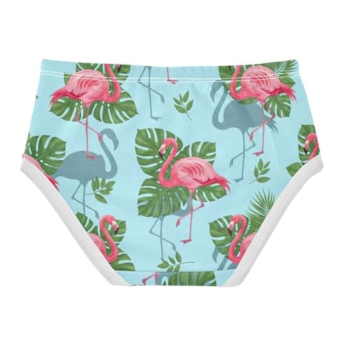 Pink Flamingos Green Leaves Blue Panties for Girl Toddler Underwear Floral Cotton Fancy Kids Briefs Undies 2t2