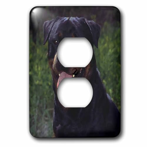 Cubierta de salida de 2 enchufes de Rottweiler original regalo para amantes de perros 3dRose 2