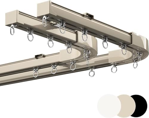 Heavy Duty Aluminum Ceiling Track Curtain Rods with Corner Bends - Perfect for Bay Windows in Bedrooms and Living Rooms, Adjustable, Easy Installation