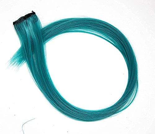 Image of Reusable Coloured Hair Streaks Extensions For Women Hair Coloured Hair Extension For Girls Set of 2 Pcs (Dark Sea Green)