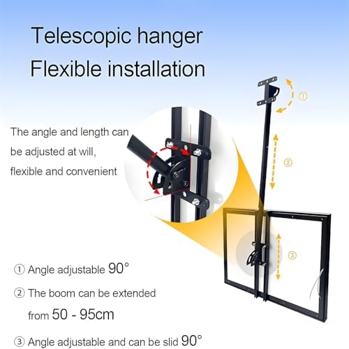 Wall Mounted LED Menu Light Box - 3D Slim Snap Frame, Backlit Billboard for Restaurants & Cafes, Vertical Screen Display 60x100cm with Telescopic Rod