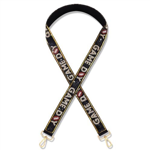 Image of YAHPERN Beaded Purse Straps Game Day Purse Strap Replacement Sequin Crossbody Football Purse Strap for Stadium Clear Bag