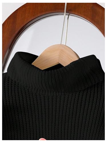 WDIRARA Girl's Bow Turtleneck Sweater Long Sleeve Loose Pullover Knitwear3